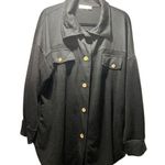 aEldridge Women's Black Oversized Shacket 1XL Button Photo 0