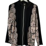 Chico's  Zenergy Size 2 US L 12 Lace Mix Neema Jacket Black Full Zip Knit Stretch Photo 1