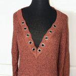 Affliction  RED MARLED GROMMET V NECK KNIT SWEATER Photo 2