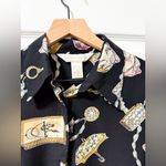 Anthropologie Vintage silk pattern funky unique button down blouse shirt 6 eclectic grandpa Photo 1