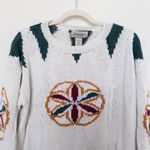 VTG St. John's Bay Womens Sweater Size M White Fall Autumn Geometric Heavy Knit Green Size M Photo 1
