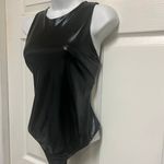 Just Polly Black Sleeveless High Neck Wet Look Bodysuit Photo 3