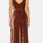 frame denim Frame Belted Velvet Midi Dress Slit Sleeveless V-Neck in Spice Brown Women's XS Photo 1