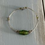 Beautiful Link Bracelet W Green Art Glass Crystal & Tube Beads Photo 2