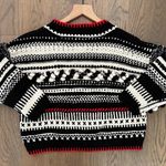 Spencer Vladimir Women's Mixed-Stitch Crop Sweater in Black, White, & Red Small Photo 7