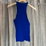 Free People  Royal Blue High Neck Ribbed Tank Top Size Small Photo 5