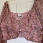 Le lis NWT  Women’s Crop Top Long Sleeve Floral Pink Top Size Large Photo 1