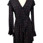 & Other Stories & Other Stories Paris Atelier Black Red Print Wrap Frill Long Sleeve Dress SZ 4 Photo 0