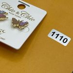 NWT Chic n Chic electric lilac druzy butterfly post style earrings Gold Photo 3