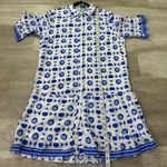 Islapayal Lisbon Mini Dress in Greek Eye Print Size Small Blue Photo 6