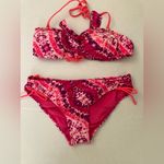 California Waves  Hot Pink Tie Dye Size Large Bandeau Top & Bikini Bottom Photo 6