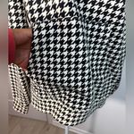 Chic Houndstooth Hoodie with Graphic Detail Black Photo 4
