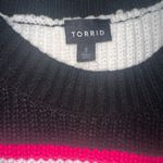 Torrid crew neck Black and White Striped Sweater with pink “je taime” size 3. Photo 5