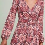 Anthropologie Maeve  Paisley Print Metallic Knit Belted A Line Dress Size Medium Photo 0