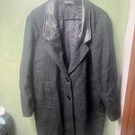 Vintage Hunters Run Wool Peacoat Women 12 Midi Black Leather Trim Winter Coat Photo 8