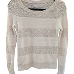 Loft ‎ Beige Textured Open Knit Sweater Long Sleeve Pullover Lightweight S Photo 0
