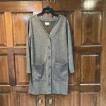 Lou & grey  Houndstooth Dress Cardigan in Gray & Tan Twill Knit Size Medium Photo 1