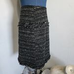 I.C. Design Black White Tweed Boucle Fringe Skirt Size 8 Photo 3