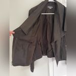 Vince Draped Brown Moto Leather Jacket Rib Knit Wool Details Size M Zipper Photo 4