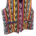 XESSORIUM Vest Size M/L Rainbow Aztec Cotton Hand Made Button Up Festival Boho Black Size M Photo 3