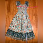 OSTOO Womens Short Sleeve Boho Floral Feminine Tiered Flowy Long Maxi Dress|SZ:M Blue Size M Photo 9