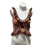 Kimchi Blue  Women's M Brown Floral Off Shoulder Crop Top Blouse Photo 2