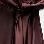ZARA  maxi halter scarf satin Elegant Burgundy Brown  Evening Wedding Dress Photo 17