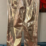 Gap New  High Rise Vegan Leather Cheeky Straight Pants Silver Metallic Women 2 26 Photo 0