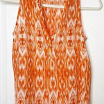 Joie  Ikat 100% Silk Orange White Sleeveless‎ V-Neck Top Size XS Photo 0