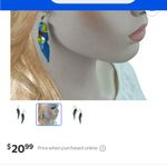 Handmade Colorful  Wooden Parrot Dangle Earrings Photo 4