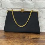 Vintage Coblentz Original Black Satin Gold Frame Evening Clutch Purse Coin Purse Photo 1