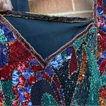 OLEG CASSINI Black Tie Gown 80's Beaded Dress Size 16 Photo 11