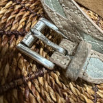 Michael Kors  Blue Tan‎ Leather  Belt - Silver Roller Buckle SIZE L 43” Diamond Photo 1