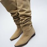 ZARA LOW HEEL SPLIT LEATHER HIGH SHAFT BOOTS Photo 10