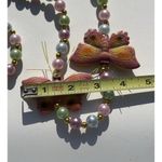 Vintage Butterfly Color Pearls Beaded Ceramic Quality Necklace 80s Sz 19” Pink Photo 12