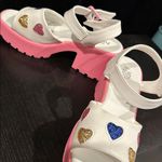 Koi Footwear White Sandals with Colorful Heart Accents Photo 2