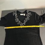 Chico's Chico’s Travelers Women Black Biltmore Crystal Embroidered V-Neck Top Size Large Photo 6