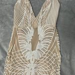 nude with white sequins prom dress Size XS Photo 0