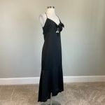 Aidan Mattox Satin Cut Out High Low Sleeveless Midi Cocktail Dress Black Size 16 Photo 2