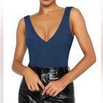 NWT Reoria Plunge V Neck Sleeveless V Backless Bodysuit | Size: M | Deep Blue Size M Photo 0