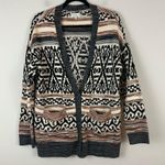 Lucky Brand | Tan, White, and Black Button Front Patterned Cardigan Size Large Photo 1