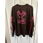 Gildan Women’s  Long Sleeve Tee XL Brown Pink BuckedUp Deer Photo 1