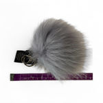 Adrienne Landau  Gray Fox Fur Pom Pom Keychain Bag Charm Soft Fluffy Real Stylish Photo 3