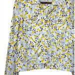 Cynthia Rowley  Linen Jacket S‎ Daisy Print Powder Blue Lightweight Pockets $198 Photo 0