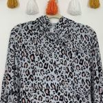 Sundry Draped Gray Leopard Print Hoodie Size Small Photo 3