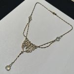 Women’s Pretty Signed Avon Gold Tone / Rhinestone Butterfly Beaded Necklace Photo 3