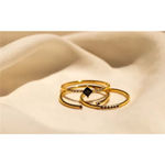 Boutique NEW Dainty 14k Gold Plated S925 Ring Black Melee Stackable Minimalist Band Sz 8 Photo 13