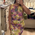 Yellow and purple floral mini dress Size M Photo 0