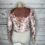 Blue Leopard Size 1X Pink Long Sleeve Tie Front Velvet Cardigan Shrug Photo 3