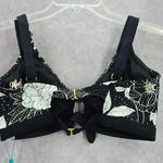 Heat Black White Floral Padded Magnolia Tie Front Bralette Swim Top L Large Photo 1
